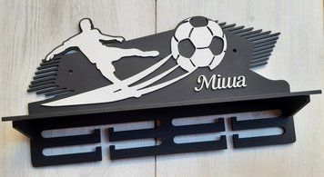 Поличка для медалей і нагород футбол Міша 50смх35см чорна (Medalnutsa-0602-324) doub_0702Medalnitsa_football_920_73 фото